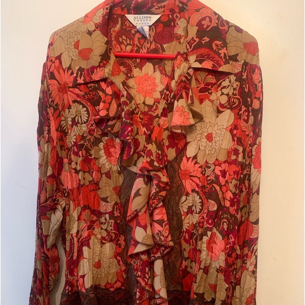 Fall floral print blouse